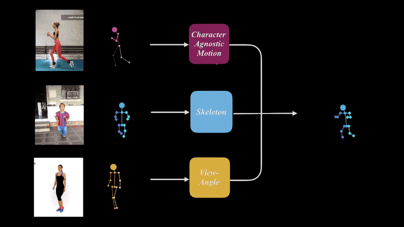 Motion Retargeting from Motion, Skeleton and Angle